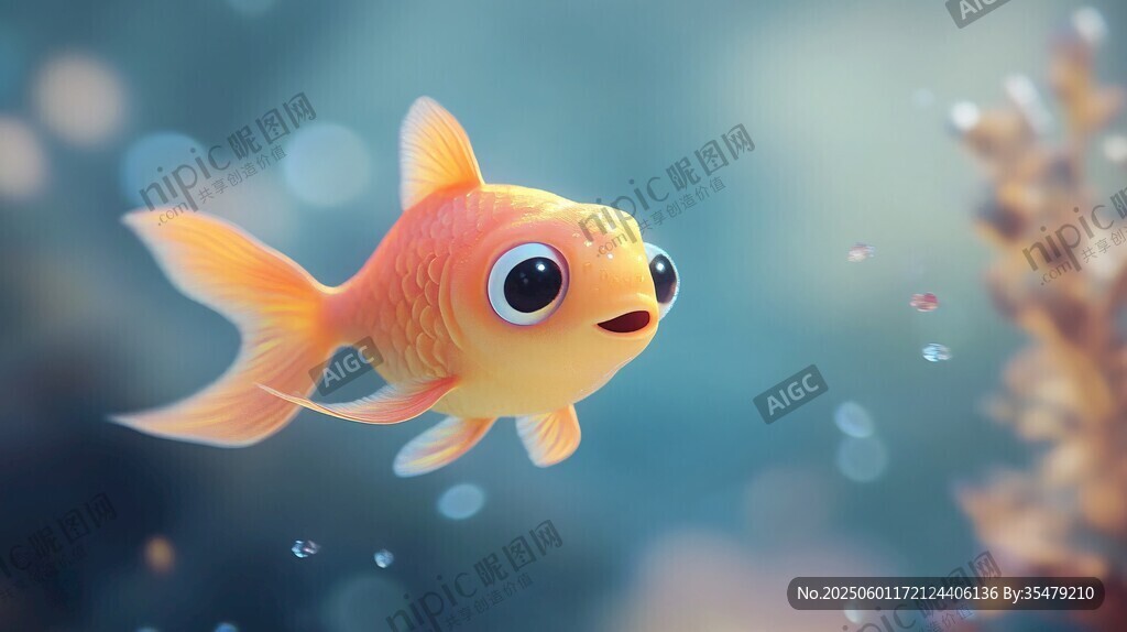 可愛金魚在水中靈動游弋
