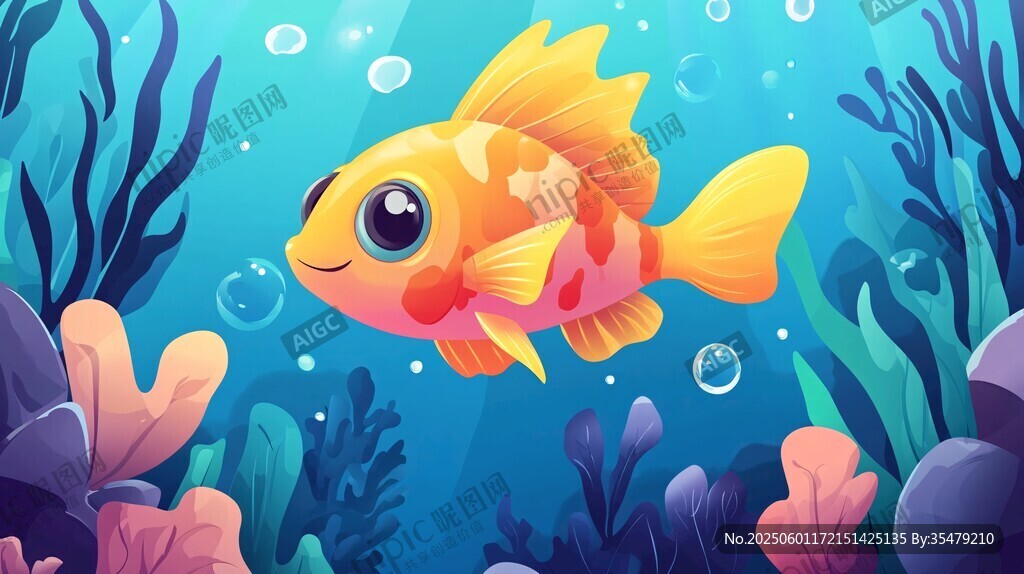 可愛小魚暢游海底世界