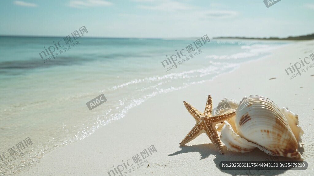 海灘上的海星與貝殼