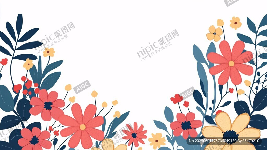 花卉邊框圖案設計素材