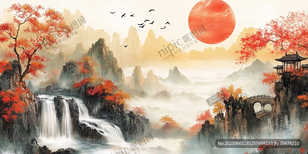 秋日山水間的詩(shī)意景致