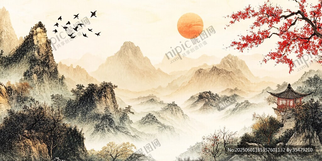 秋日山水間的詩(shī)意景致