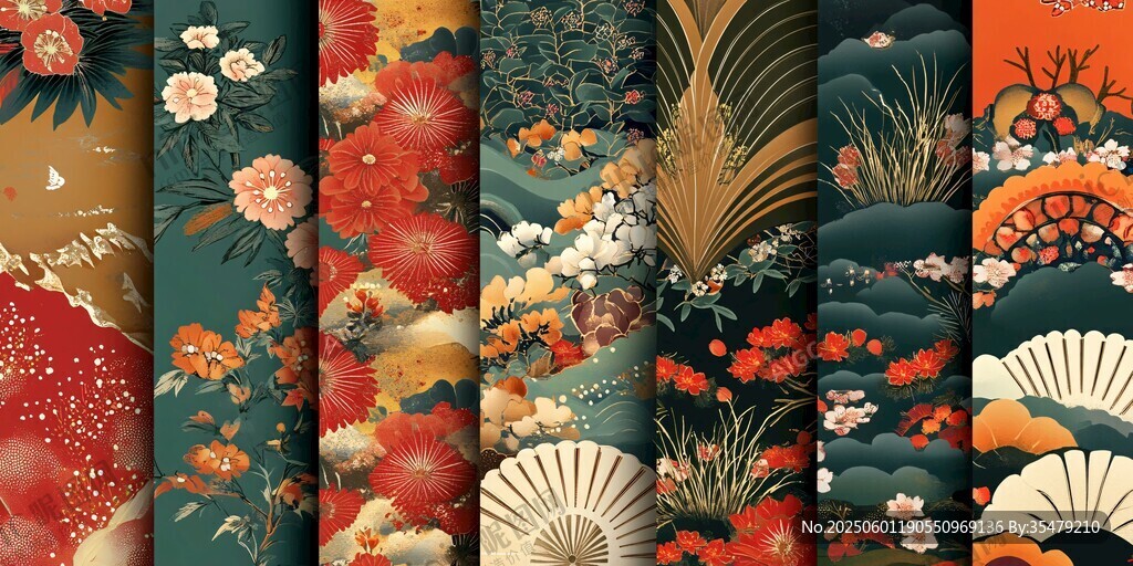 日式花卉圖案精美背景圖