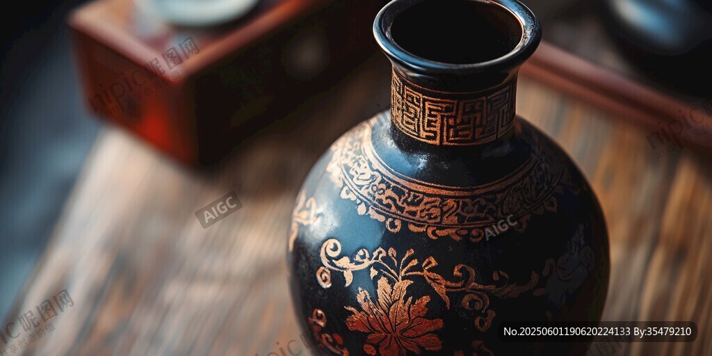 古典花紋黑陶瓶藝術(shù)之美