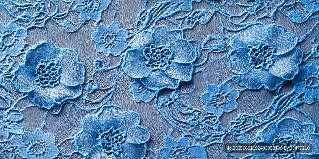 藍(lán)色花卉蕾絲精致紋理