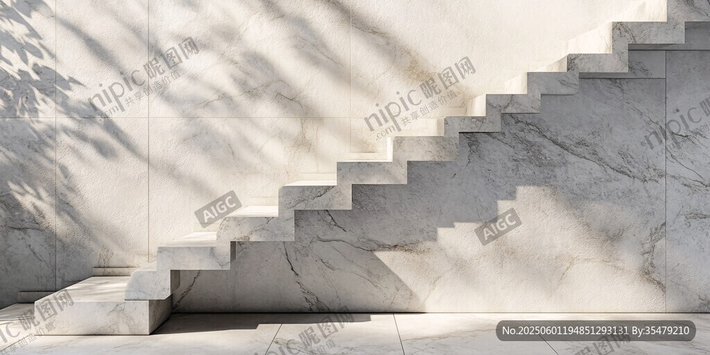 大理石階梯光影藝術(shù)場(chǎng)景