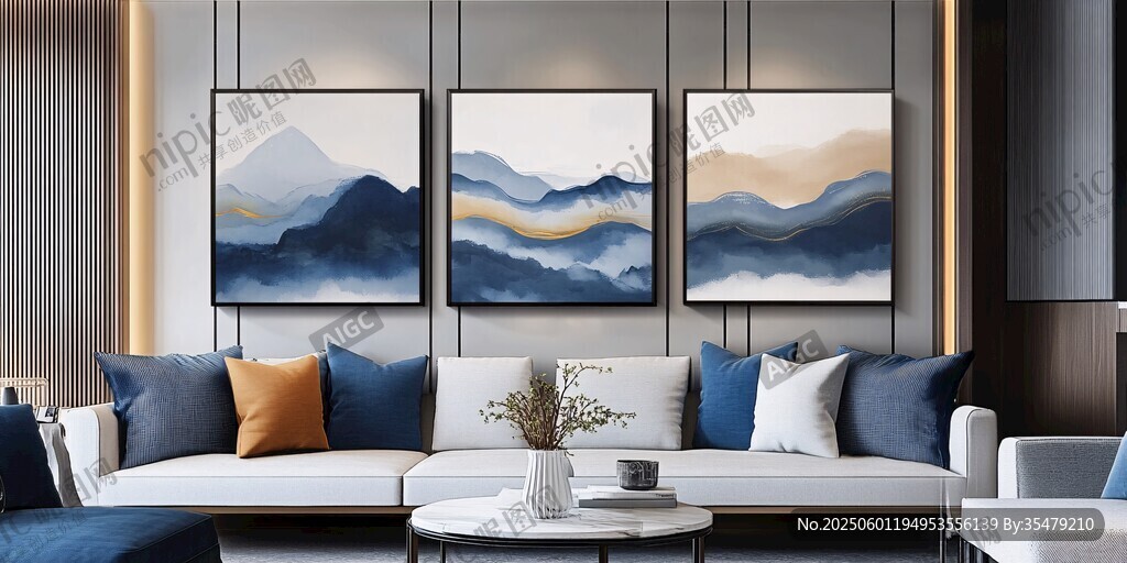 現代簡約風客廳裝飾畫展示