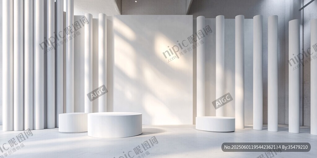 白色極簡風室內展示空間