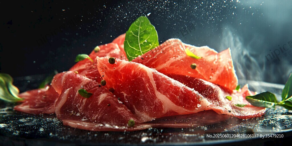 新鮮生牛肉片 點(diǎn)綴綠葉