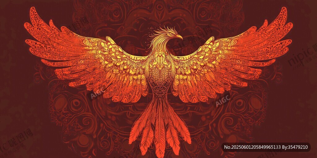 火焰鳳凰展翅圖
