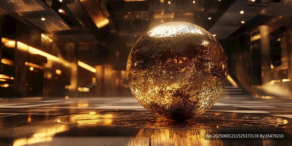 金色發(fā)光球體的科技場(chǎng)景
