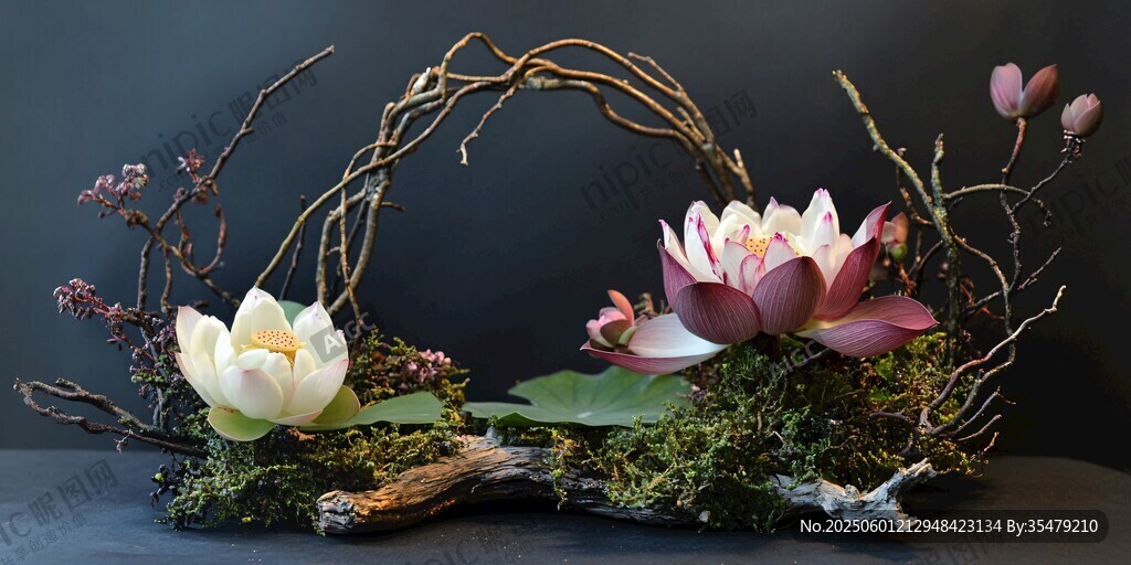 自然風(fēng)睡蓮苔蘚藝術(shù)花藝