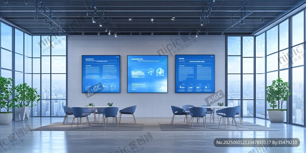 現代科技風的寬敞辦公休息區