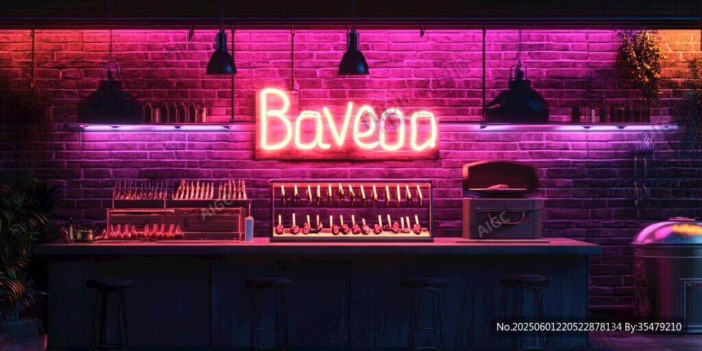霓虹燈酒吧臺酷炫場景