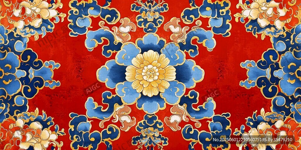 中式古典花卉紋樣圖案