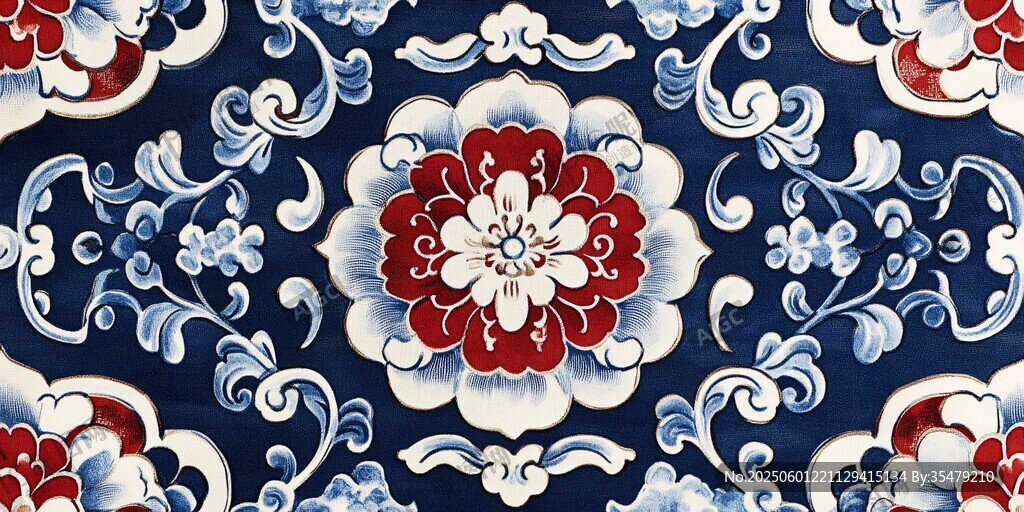 中式傳統(tǒng)花卉圖案紋飾