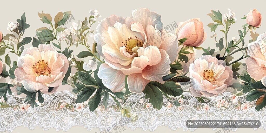 粉色花卉與蕾絲精美圖案