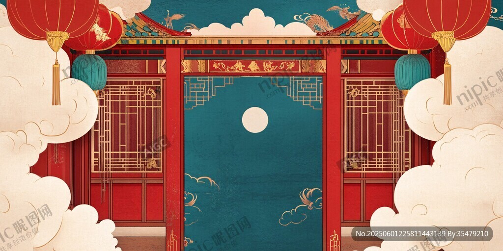 中式古典門庭的祥瑞景致