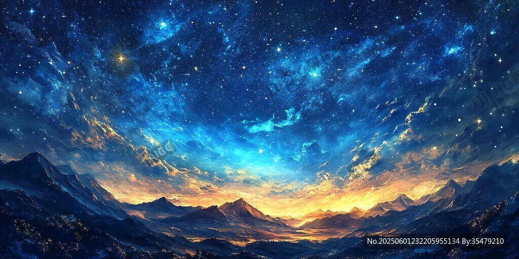 夢幻星空下的壯麗山脈
