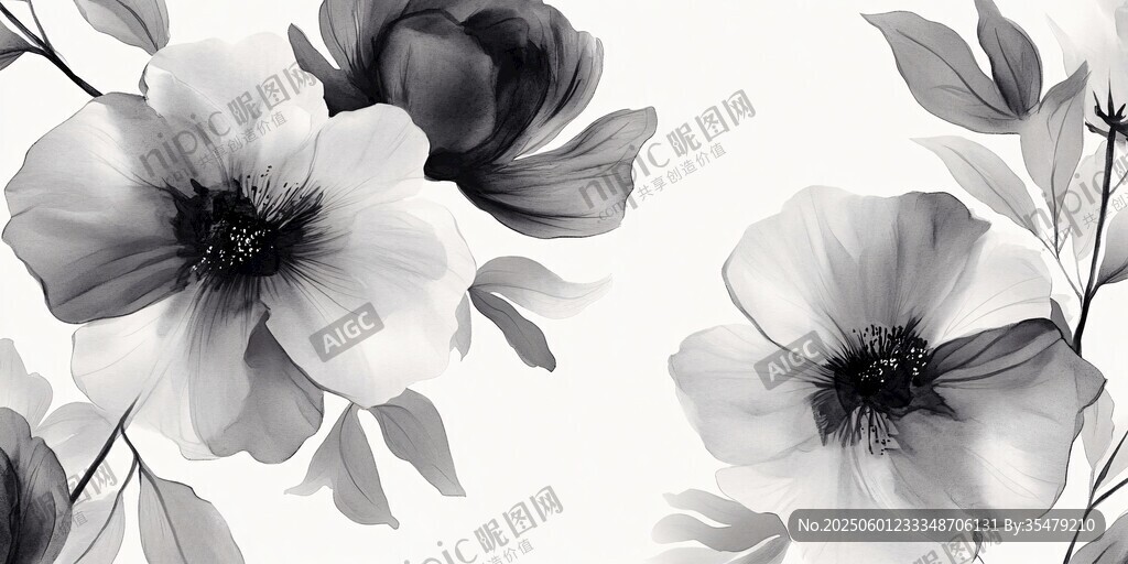 黑白花卉圖案設(shè)計(jì)