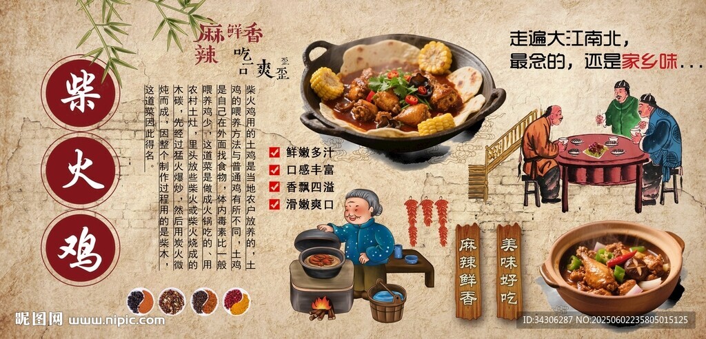 柴火雞背景墻