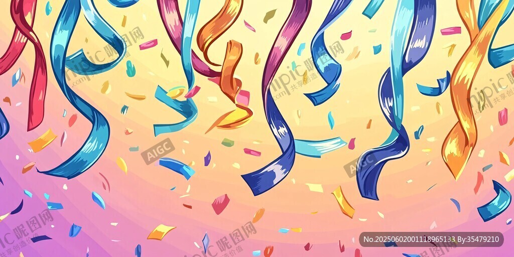 彩帶飛揚的歡樂慶祝場景