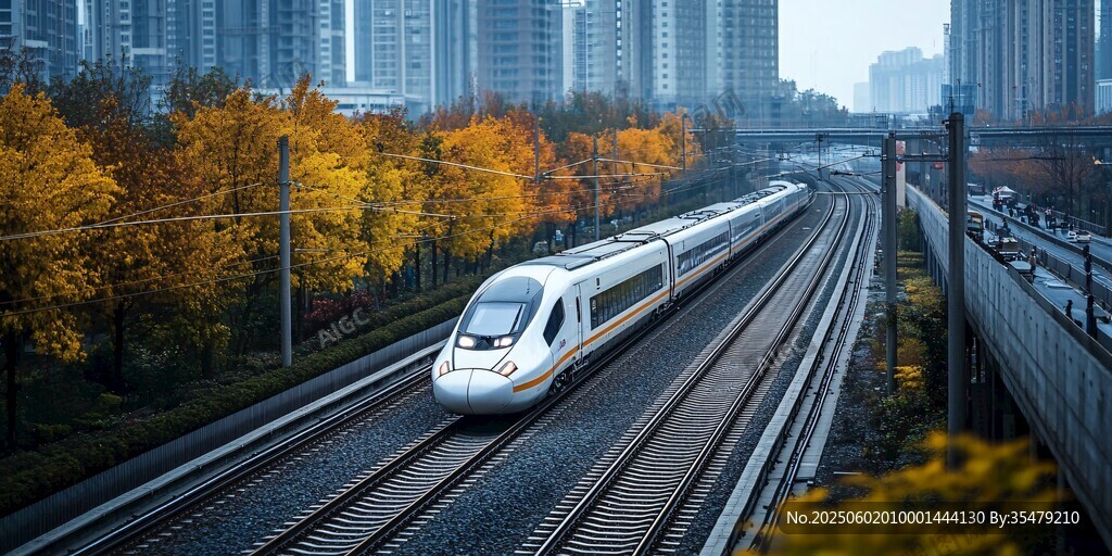 秋日鐵軌上的高速列車