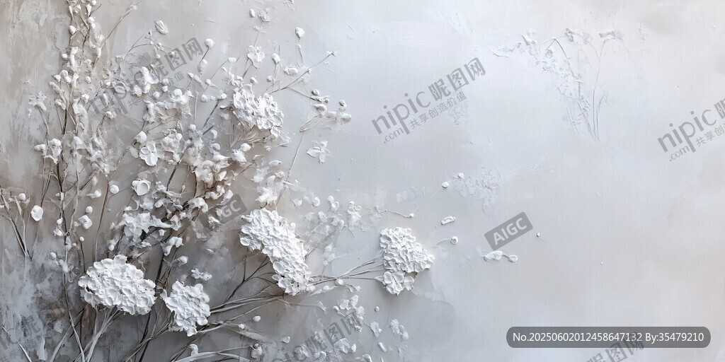 白色花卉藝術裝飾背景圖
