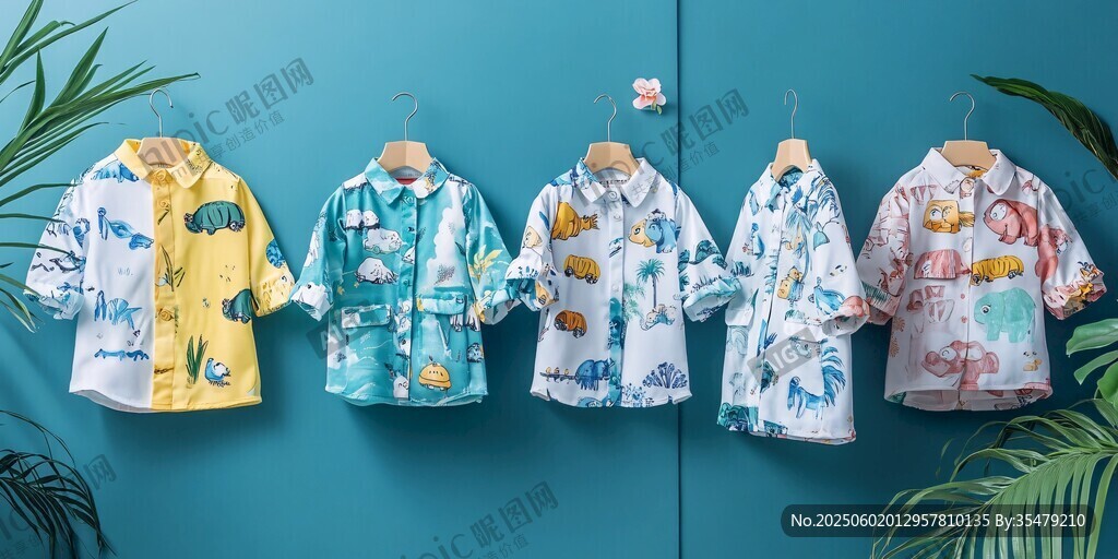 多彩兒童印花襯衫展示