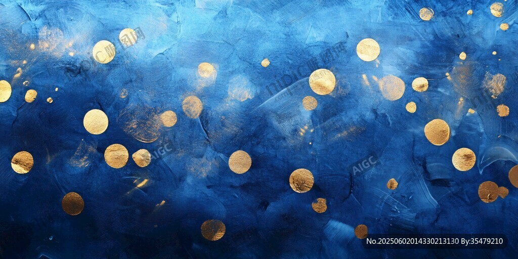 藍色背景上的金色光斑點綴