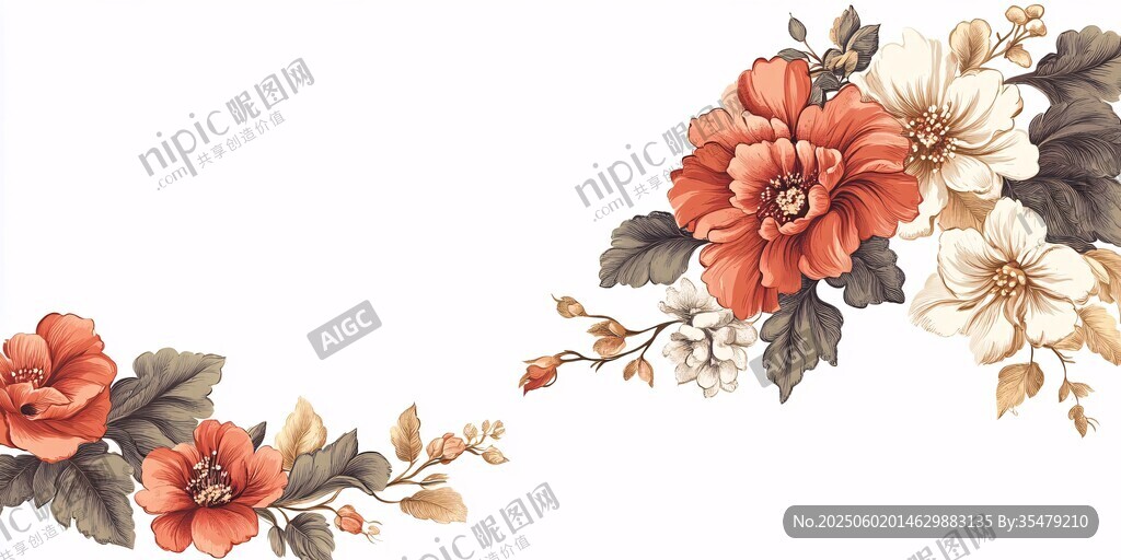 復(fù)古花卉裝飾圖案