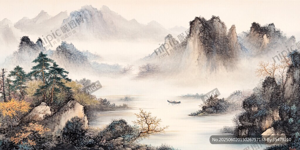 水墨山水間的詩意景致