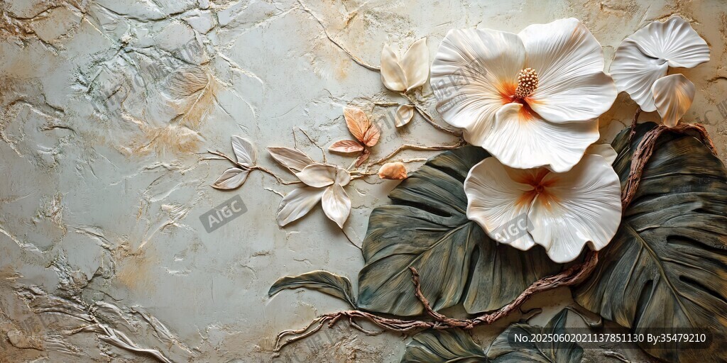 立體浮雕花卉墻面藝術(shù)