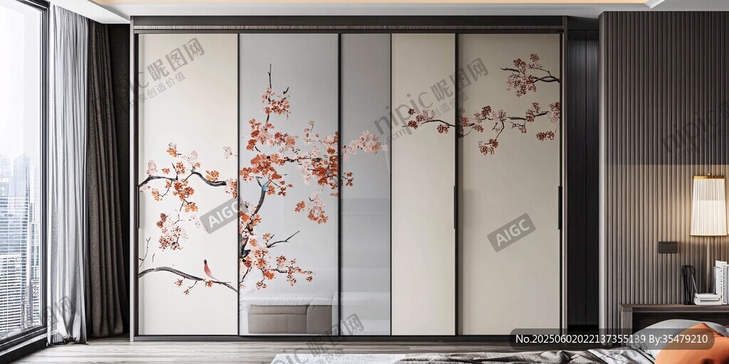 中式花鳥(niǎo)衣柜 典雅臥室風(fēng)