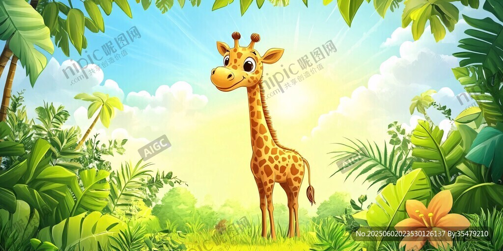 森林中的可愛長頸鹿