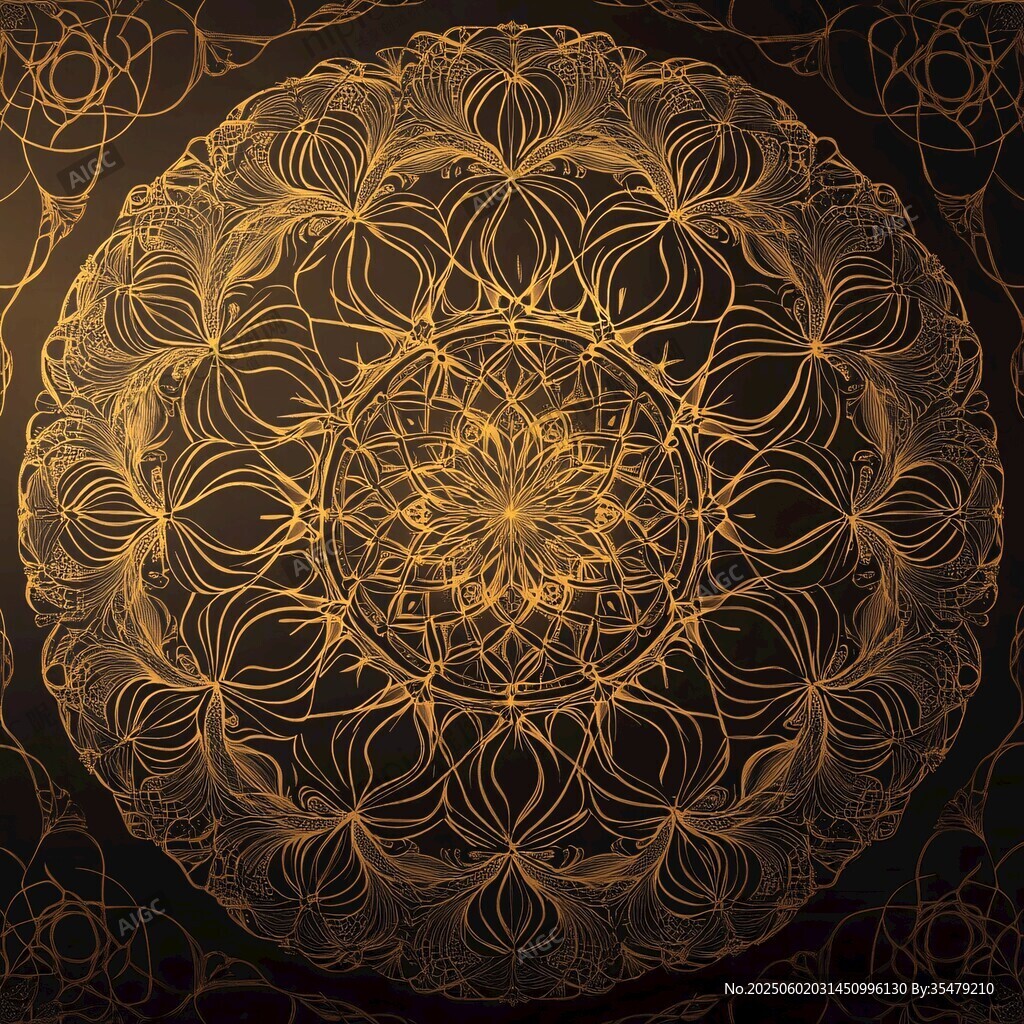 金色曼陀羅花紋背景圖案