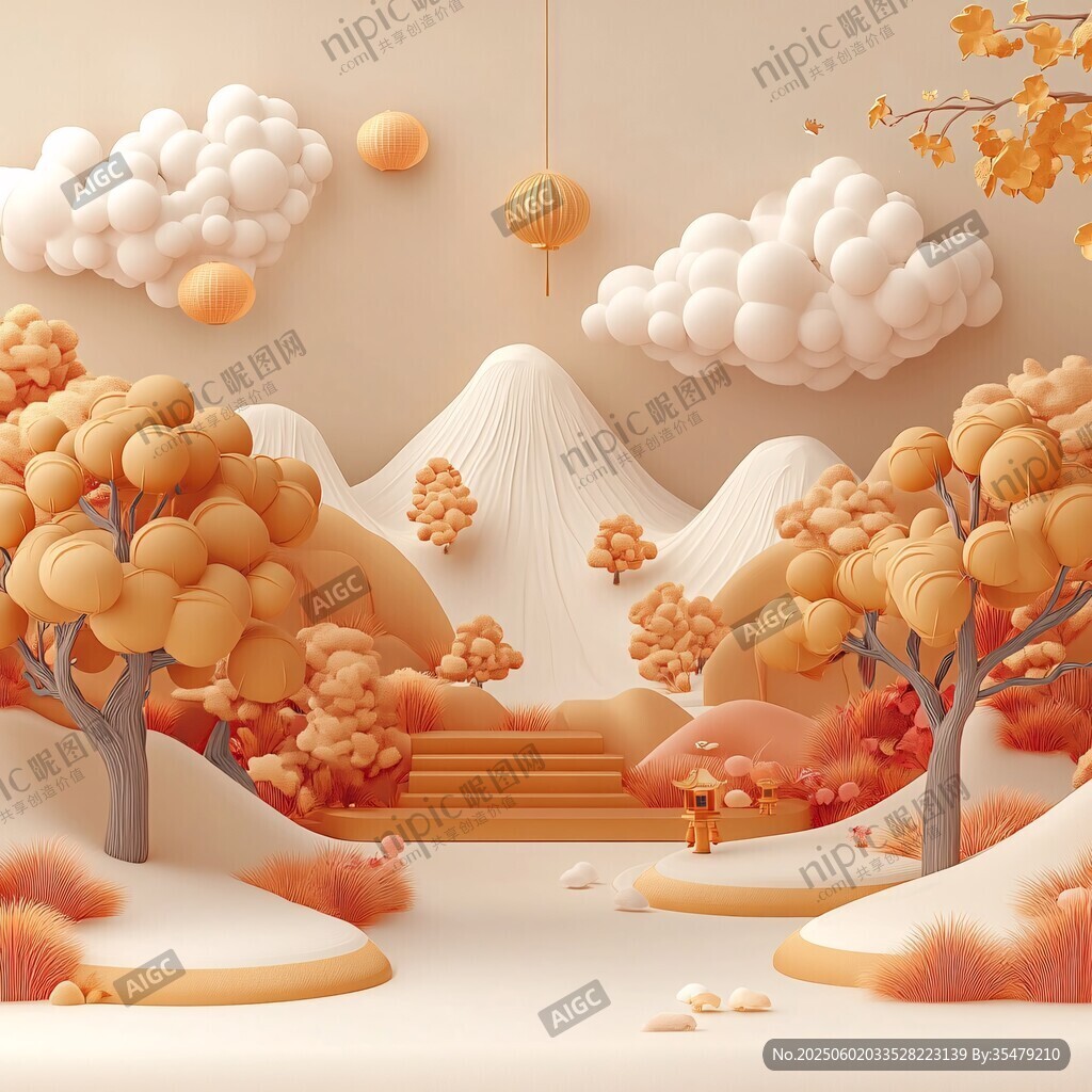 秋日夢幻3D立體景觀場景