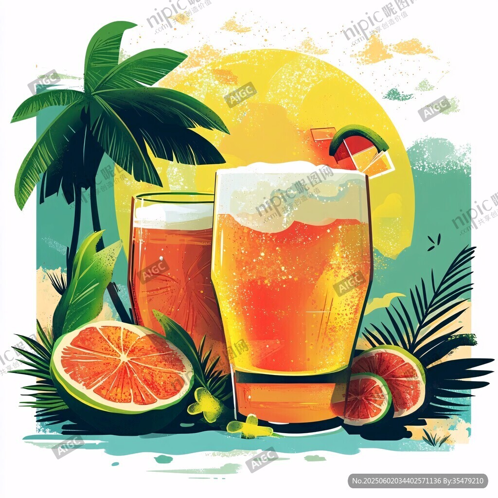 夏日熱帶風情冰爽啤酒