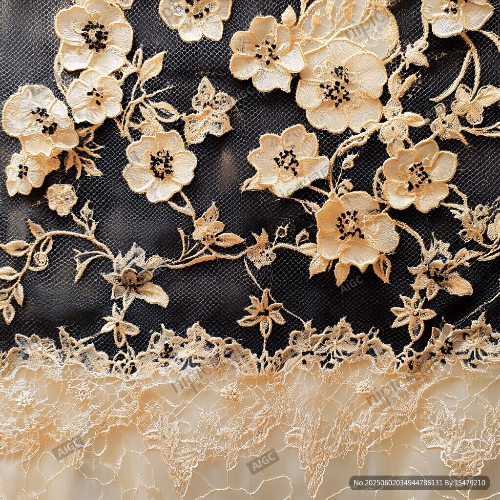 精美蕾絲花卉刺繡布料