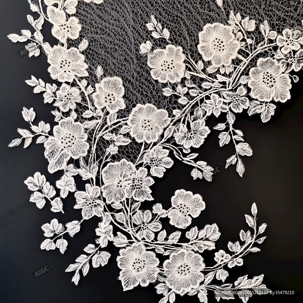 精致白色花卉蕾絲面料
