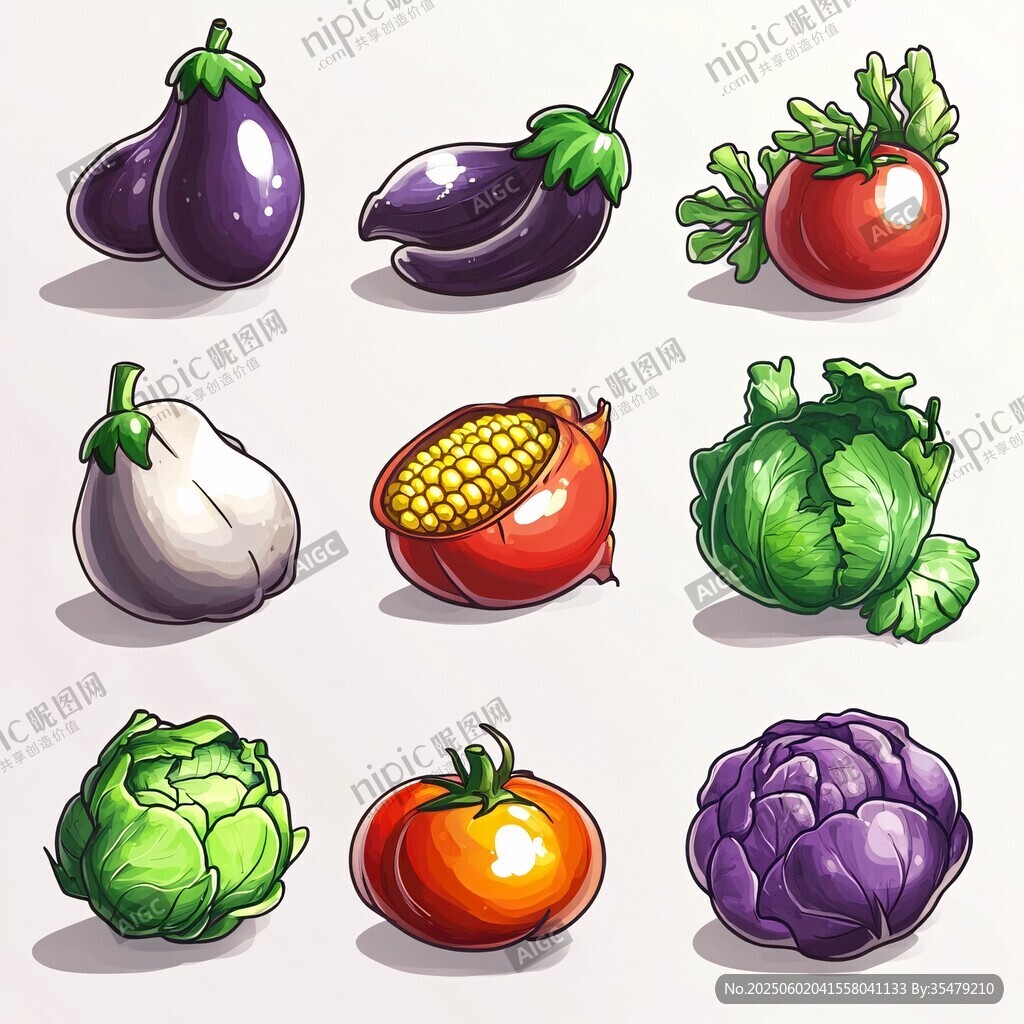 多彩蔬菜插畫集合