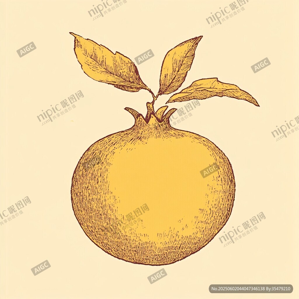 手繪復古風石榴果實插畫