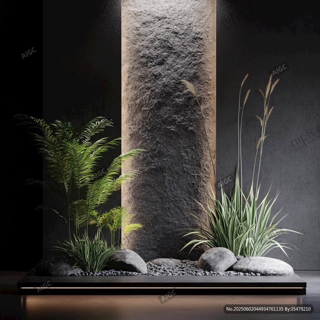 禪意石景植物室內(nèi)裝飾