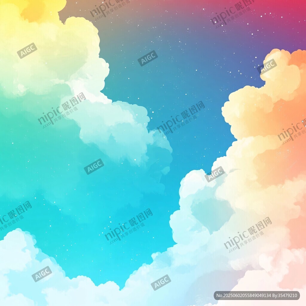 夢幻彩色云朵星空背景圖