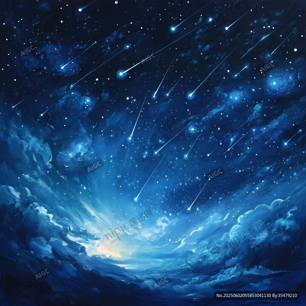 夢幻星空下的流星美景