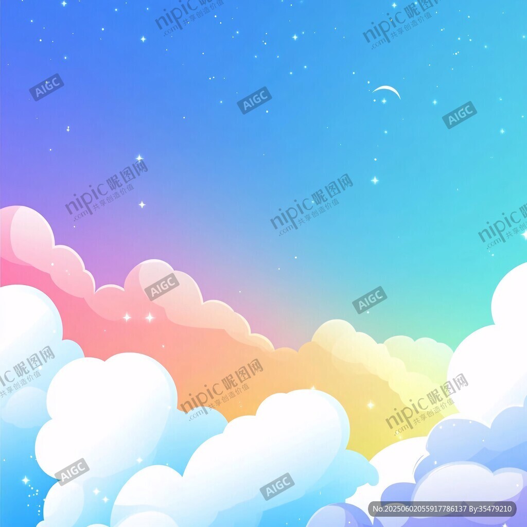 夢幻云端星空夜景背景圖