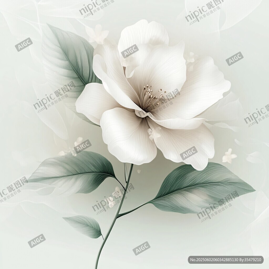 白色花卉唯美插畫
