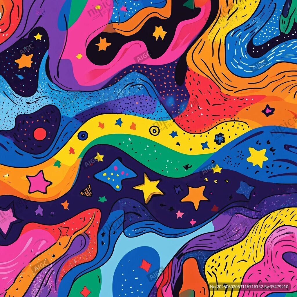 夢幻炫彩星空抽象圖案