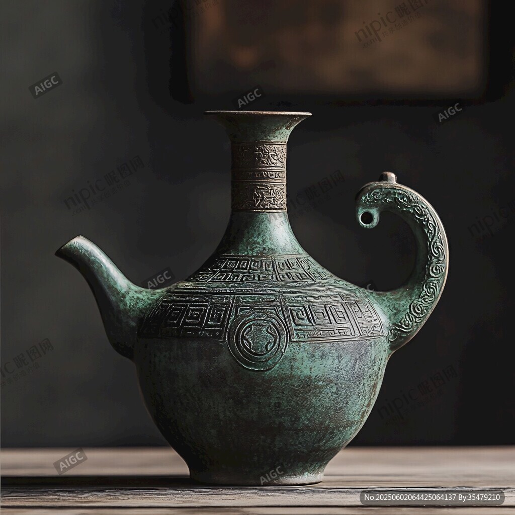 古風(fēng)青銅茶壺 典雅韻味十足