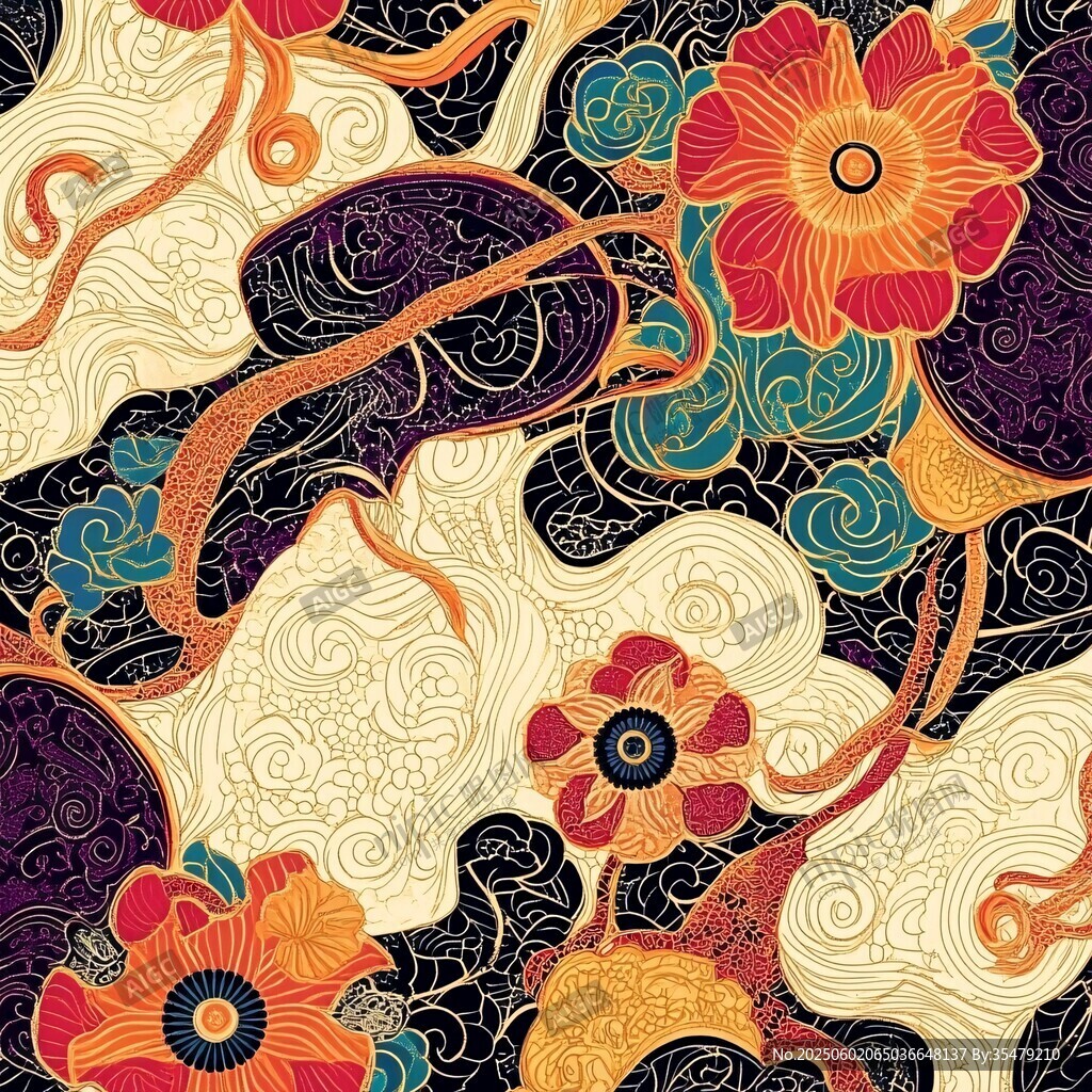復(fù)古花卉幾何圖案精美設(shè)計(jì)